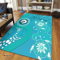 Amazing Aussie Australia Turtles Aboriginal Indigenous Dot Turtles In The Ocean (Turquoise) Area Rug