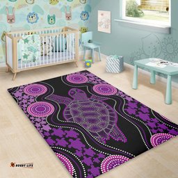 Amazing Aussie Australia Aboriginal Art Turtles Inspired Purple Area Rug