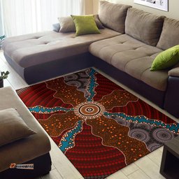 Amazing Aussie Australia Aboriginal Inspired Dot Painting Art Connection Concept Rug Area Rug