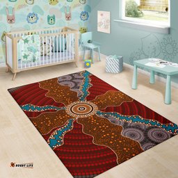 Amazing Aussie Australia Aboriginal Inspired Dot Painting Art Connection Concept Rug Area Rug