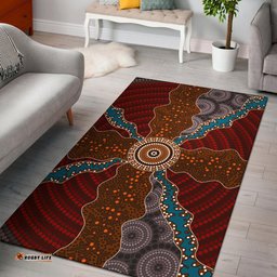 Amazing Aussie Australia Aboriginal Inspired Dot Painting Art Connection Concept Rug Area Rug