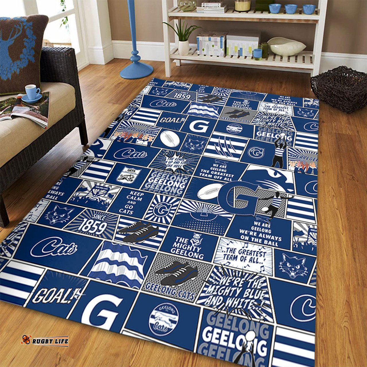 Amazing Aussie Geelong Cats Legacy Of The Pride Comic Style Area Rug