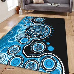 Amazing Aussie Australia Indigenous Turtle Aboriginal Dot Art Blue Area Rug