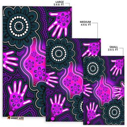 Australia Aboriginal Inspired Area Rug - Aboriginal Inspired dot artwork with hands