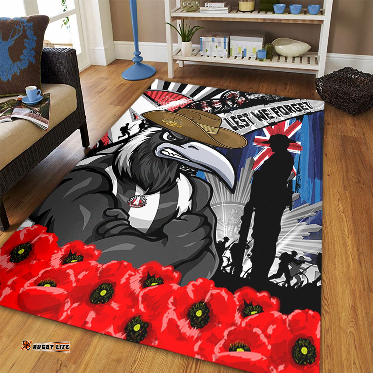 Amazing Aussie Collingwood Anzac Day Honor United In Spirit Area Rug