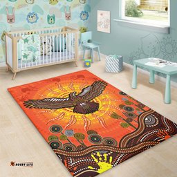 Amazing Aussie Australia Indigenous Flying Eagle With Aboriginal Dot Art Area Rug