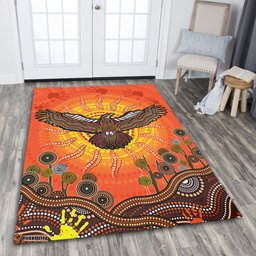 Amazing Aussie Australia Indigenous Flying Eagle With Aboriginal Dot Art Area Rug