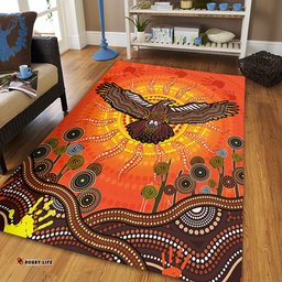 Amazing Aussie Australia Indigenous Flying Eagle With Aboriginal Dot Art Area Rug