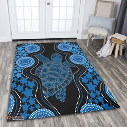 Amazing Aussie Australia Aboriginal Art Turtles Inspired Blue Area Rug