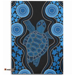 Amazing Aussie Australia Aboriginal Art Turtles Inspired Blue Area Rug
