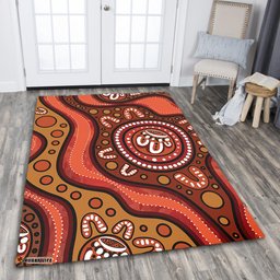 Amazing Aussie Australia Painting Illustration With Dot Art In Aboriginal Brown Style Area Rug