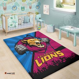 Amazing Aussie Brisbane Lions Breaking Through Fan Design Area Rug