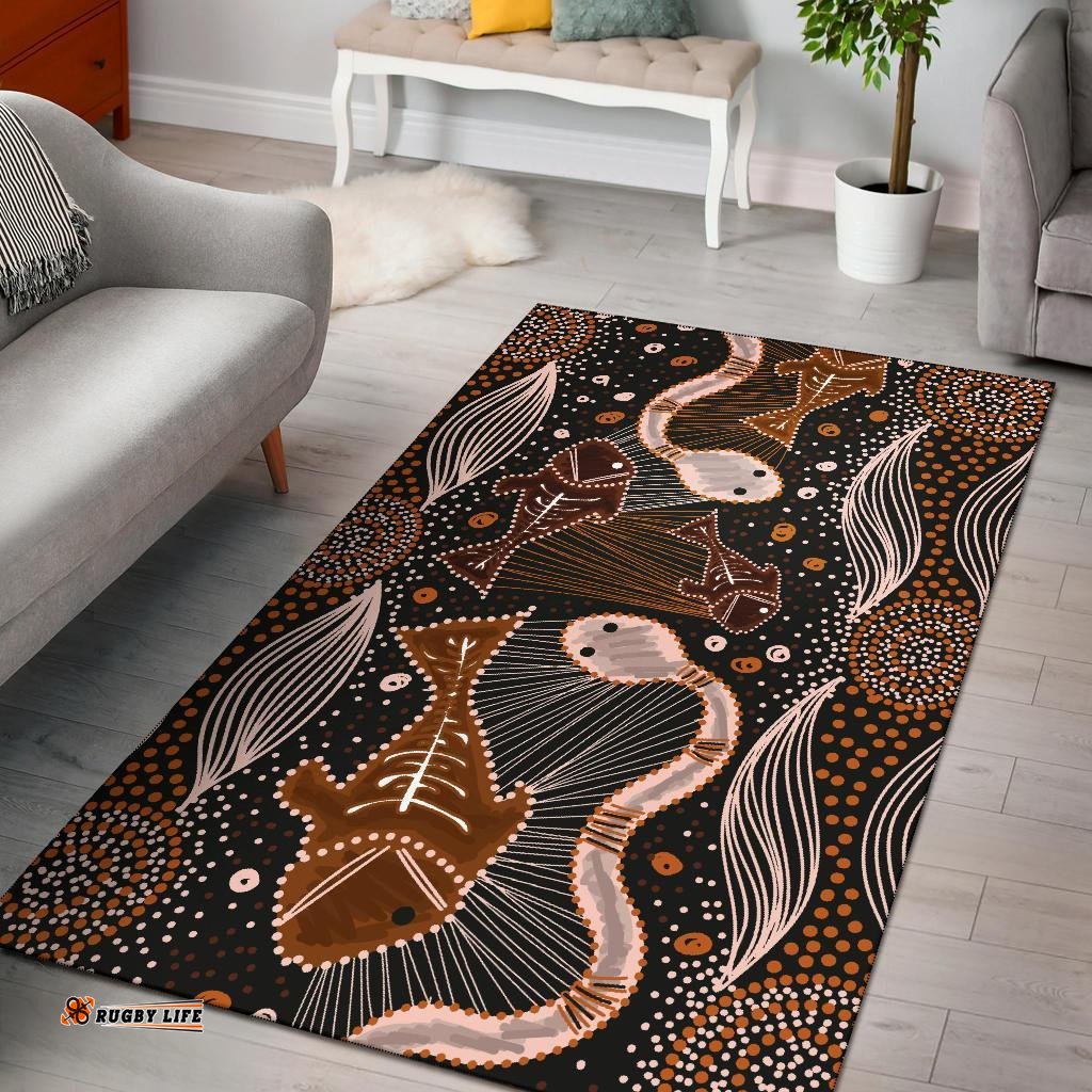 Aboriginal Area Rug Indigenous Fish and Snake