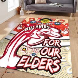 Amazing Aussie Redcliffe Dolphins Naidoc Week Custom Redcliffe Dolphins Naidoc Week For Our Elders Dot Art Style With Turtle Area Rug