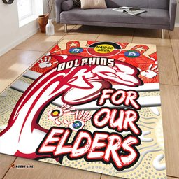 Amazing Aussie Redcliffe Dolphins Naidoc Week Custom Redcliffe Dolphins Naidoc Week For Our Elders Dot Art Style With Turtle Area Rug