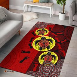 Aboriginal Area Rug Turtle Footprint Circle Dot Painting