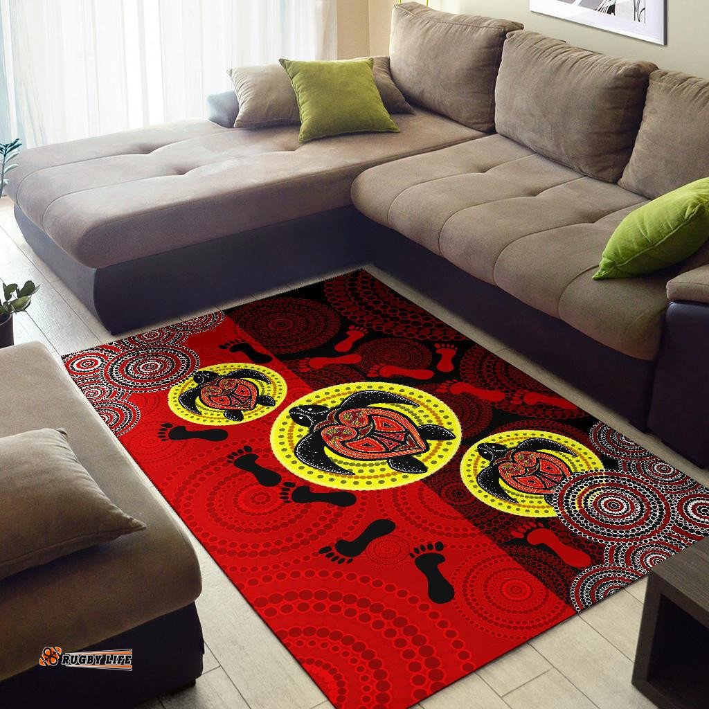 Aboriginal Area Rug Turtle Footprint Circle Dot Painting