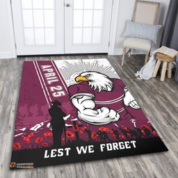 Amazing Aussie Manly Warringah Sea Eagles Anzac Day Lest We Forget Strong Fighting Spirit Area Rug