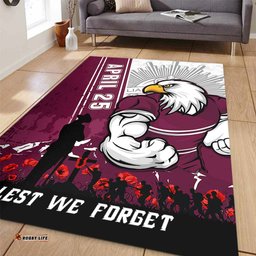 Amazing Aussie Manly Warringah Sea Eagles Anzac Day Lest We Forget Strong Fighting Spirit Area Rug