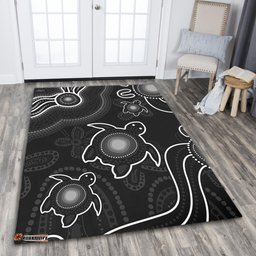 Amazing Aussie Australia Aboriginal Turtle Dreaming Journey Featuring Dot Art Black Area Rug