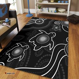 Amazing Aussie Australia Aboriginal Turtle Dreaming Journey Featuring Dot Art Black Area Rug