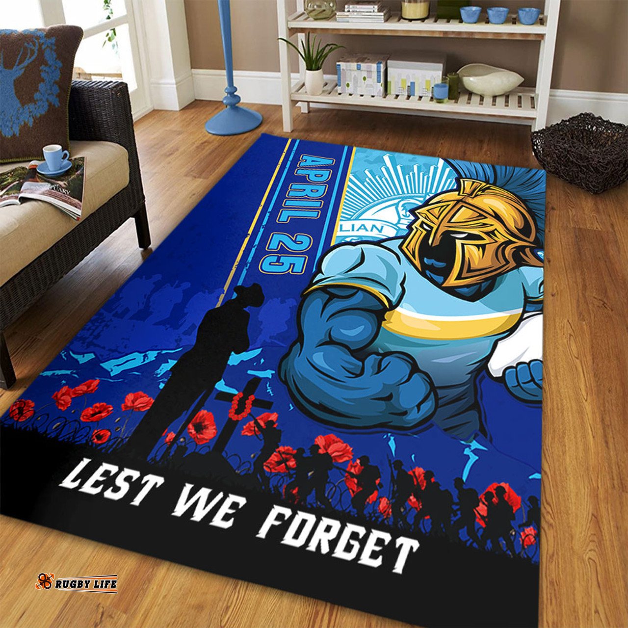 Amazing Aussie Gold Coast Titans Anzac Day Lest We Forget Strong Fighting Spirit Area Rug