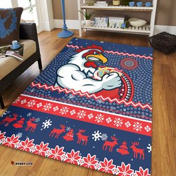 Amazing Aussie Sydney Roosters Australia Ugly Xmas With Aboriginal Patterns For Die Hard Fans Area Rug