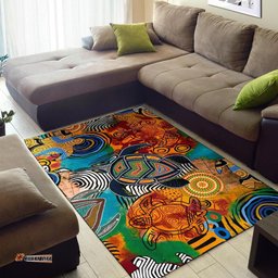 Australia Aboriginal Inspired Area Rug - Turtle Indigenous Art