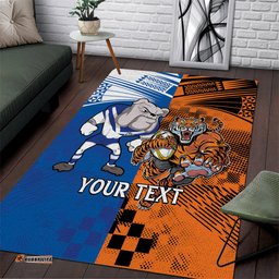 Custom Bulldogs and Tigers Area Rug Rugby Mascot With Sporty Style