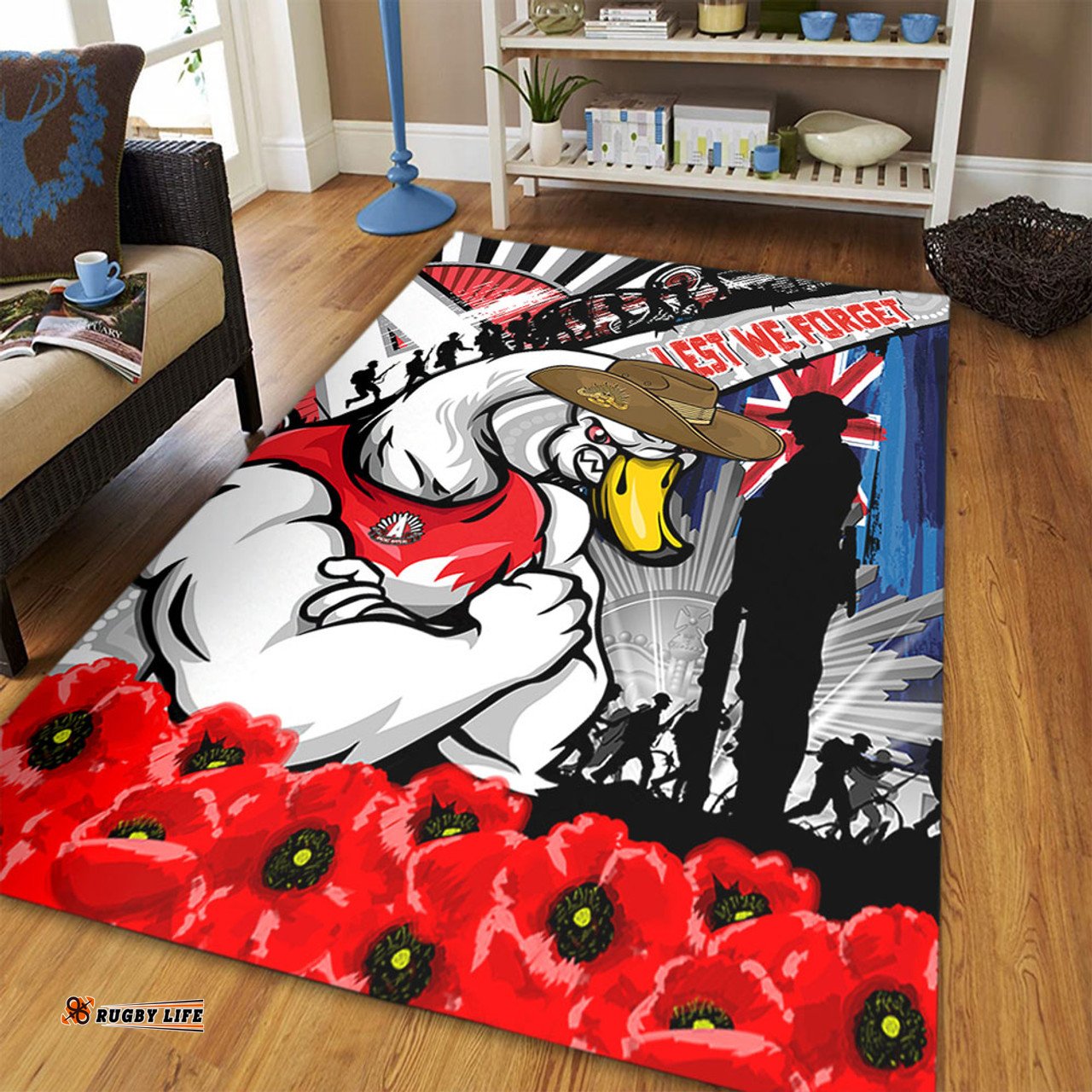 Amazing Aussie Sydney Swans Anzac Day Honor United In Spirit Area Rug