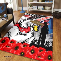 Amazing Aussie Sydney Swans Anzac Day Honor United In Spirit Area Rug