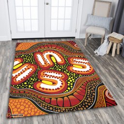 Amazing Aussie Australia Aboriginal Artwork Illustration With Dot Art Area Rug