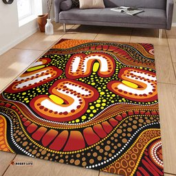 Amazing Aussie Australia Aboriginal Artwork Illustration With Dot Art Area Rug