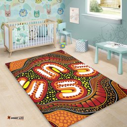 Amazing Aussie Australia Aboriginal Artwork Illustration With Dot Art Area Rug
