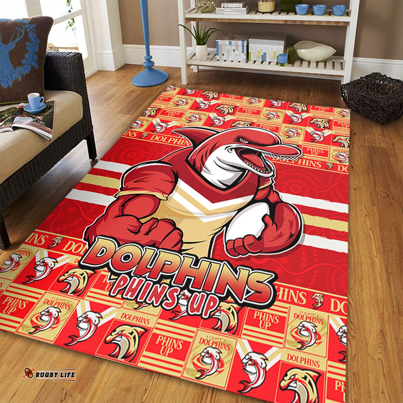 Amazing Aussie Redcliffe Dolphins Champions Pride Comic Style Area Rug
