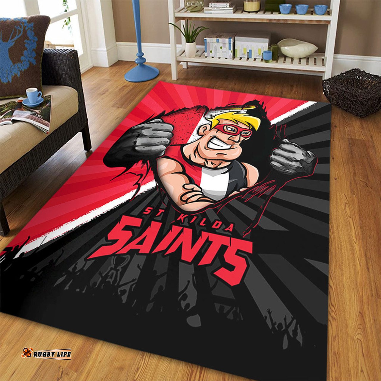 Amazing Aussie St Kilda Breaking Through Fan Design Area Rug