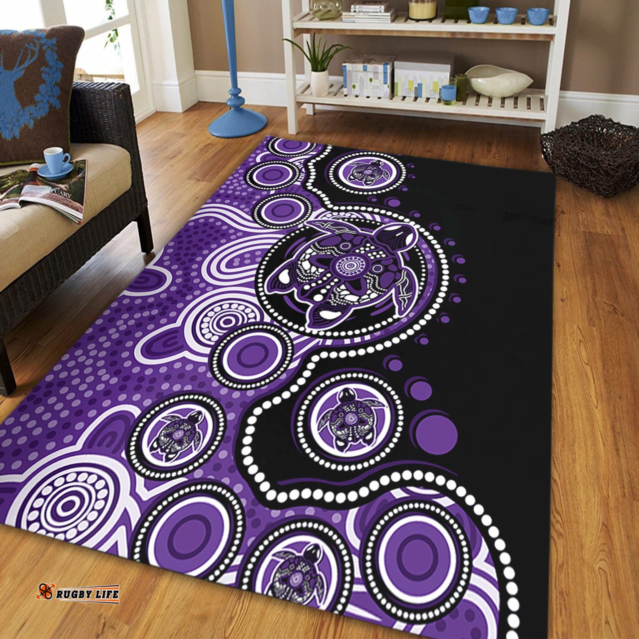 Amazing Aussie Australia Indigenous Turtle Aboriginal Dot Art Purple Area Rug
