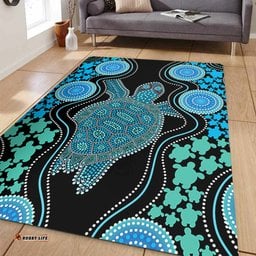 Amazing Aussie Australia Aboriginal Art Turtles Inspired Green Area Rug