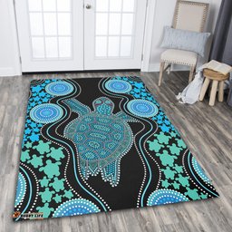 Amazing Aussie Australia Aboriginal Art Turtles Inspired Green Area Rug