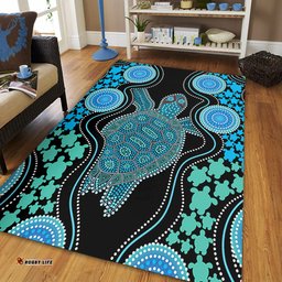Amazing Aussie Australia Aboriginal Art Turtles Inspired Green Area Rug