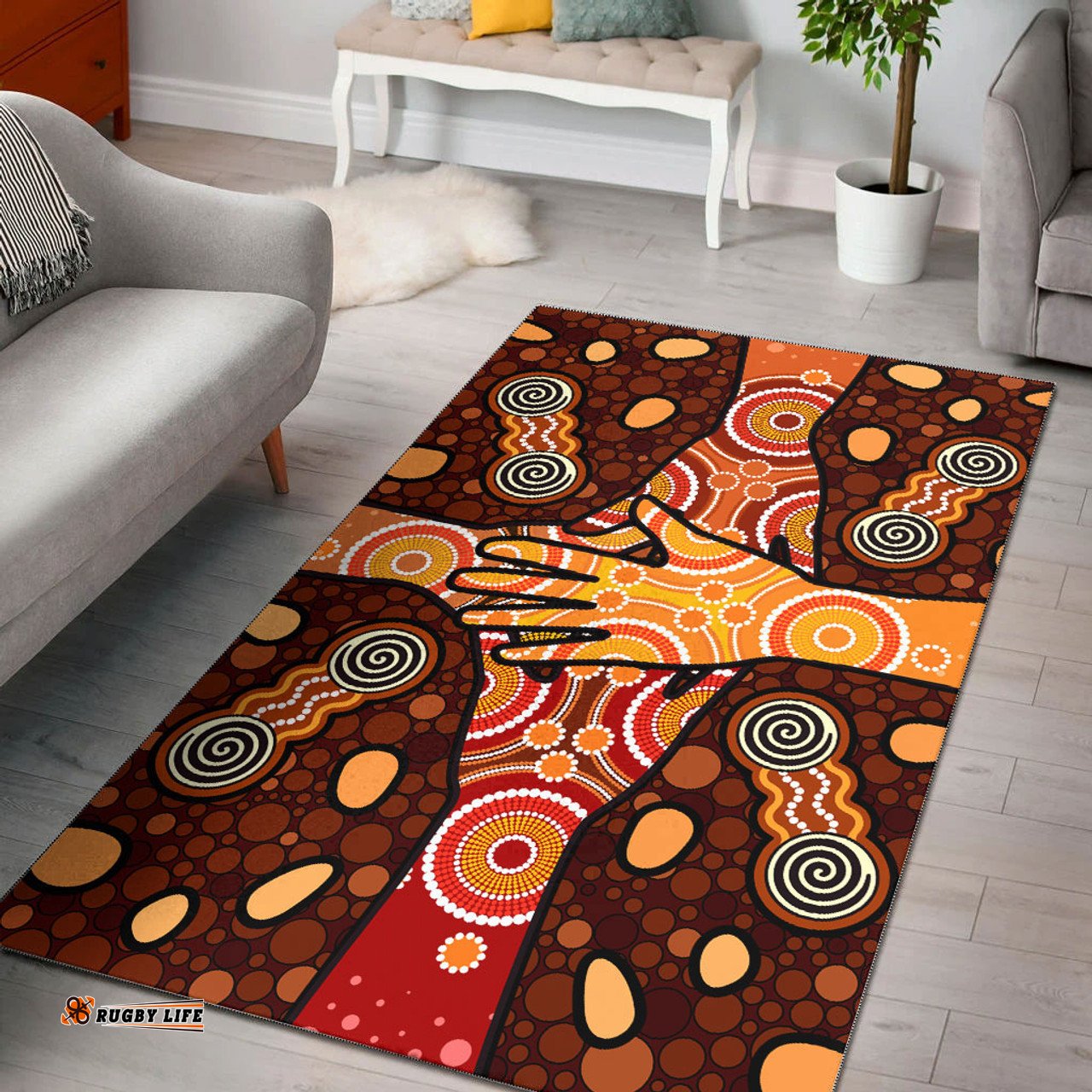 Australia Aboriginal Inspired Area Rug - Aboriginal Inspired style Dot art Indigenous Friendship concept