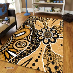 Amazing Aussie Australia Aboriginal Design Art Color Yellow Area Rug
