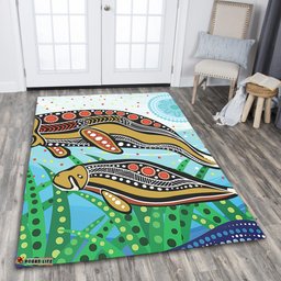Amazing Aussie Australia Aboriginal Dugong Aboriginal Artwork With Mother And Baby Area Rug