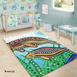 Amazing Aussie Australia Aboriginal Dugong Aboriginal Artwork With Mother And Baby Area Rug