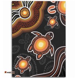 Amazing Aussie Australia Aboriginal Turtle Dreaming Journey Featuring Dot Art Orange Area Rug