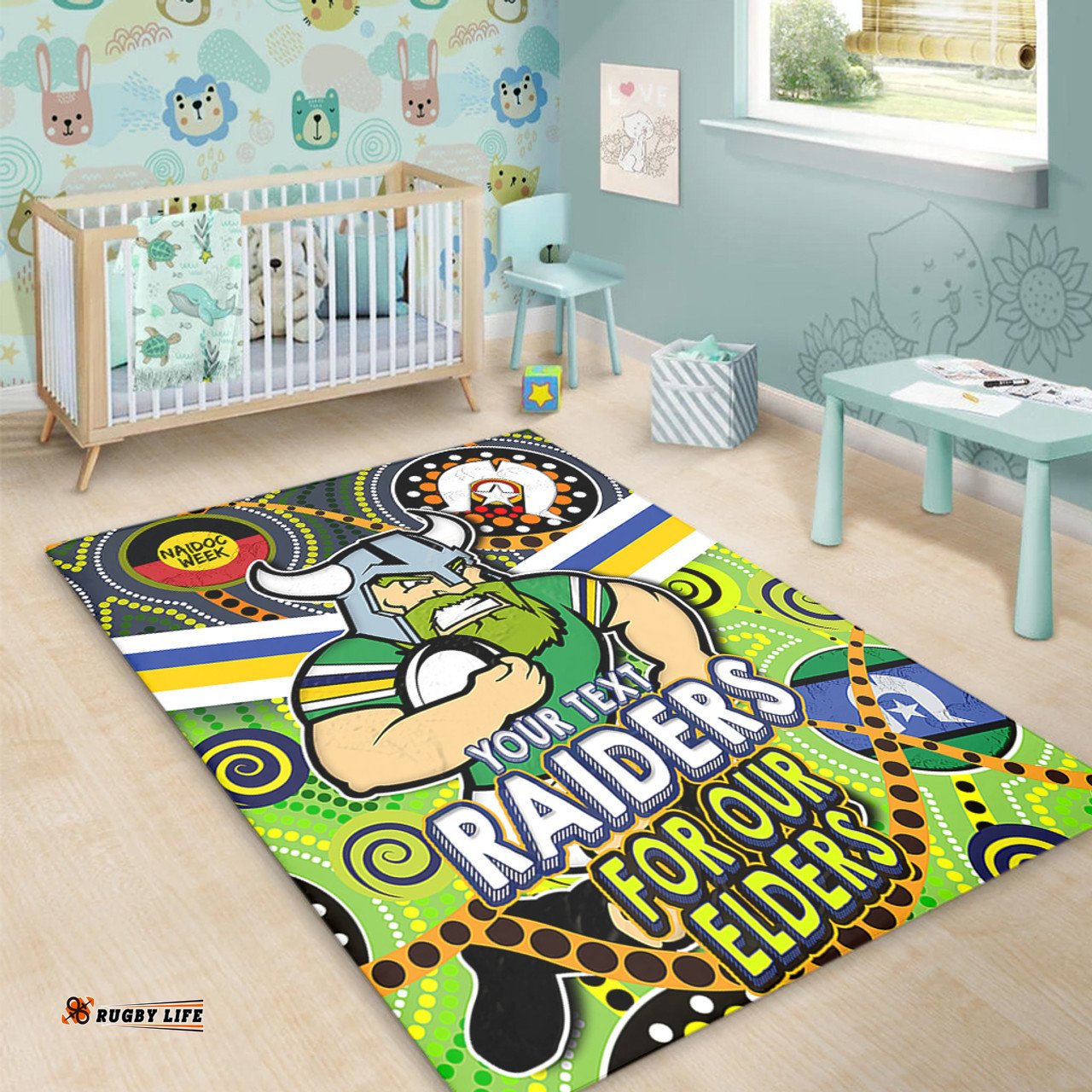 Amazing Aussie Canberra Raiders Naidoc Week Custom Raiders Naidoc For Our Elders Dot Art Style Area Rug