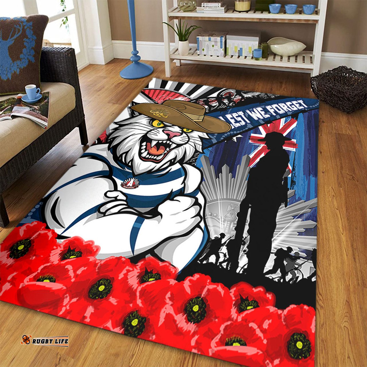 Amazing Aussie Geelong Cats Anzac Day Honor United In Spirit Area Rug
