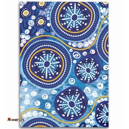 Amazing Aussie Australia Blue Background With Traditional Aboriginal Dot Decoration Area Rug