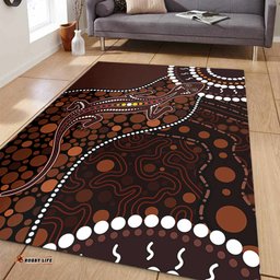 Amazing Aussie Australia Aboriginal Inspired Lizard With Dot Painting Pattern Area Rug