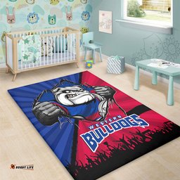 Amazing Aussie Western Bulldogs Breaking Through Fan Design Area Rug